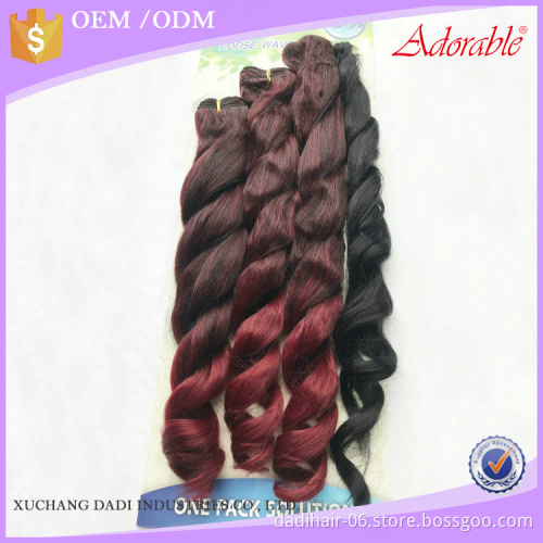 Adorable Wholesale heat resistant synthetic hair weft 4pcs 18"20"22" loose deep wave synthetic hair weaving free braid mixed